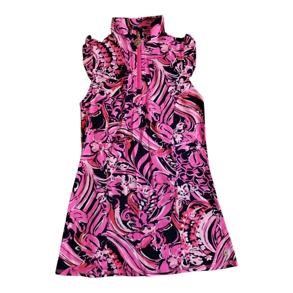 Lilly Pulitzer Larissa Ruffle Half Zip Top Flirty Fins And Feathers Beach Casual